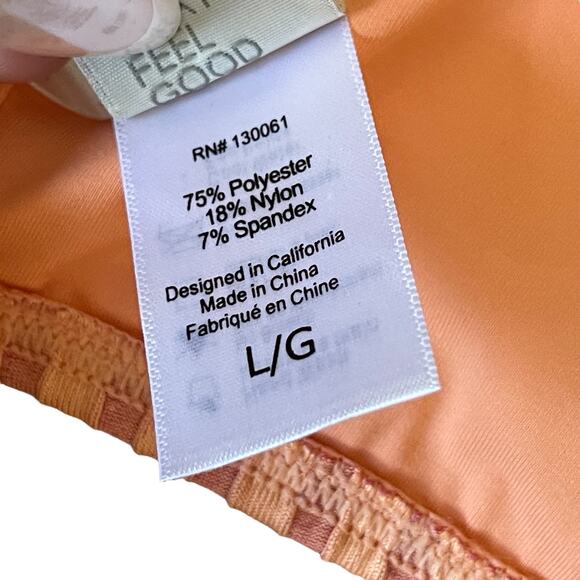 L*Space Two-Tone Rib Axel Swim Top Orange Size Large - Picture 4 of 6